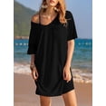 thumbnail image 4 of SWQZVT Womens Sleep Shirts V Neck Nightgown Oversized T Shirt Nightshirt Short Sleeve Cotton Sleepwear Lounge Dress, 4 of 8