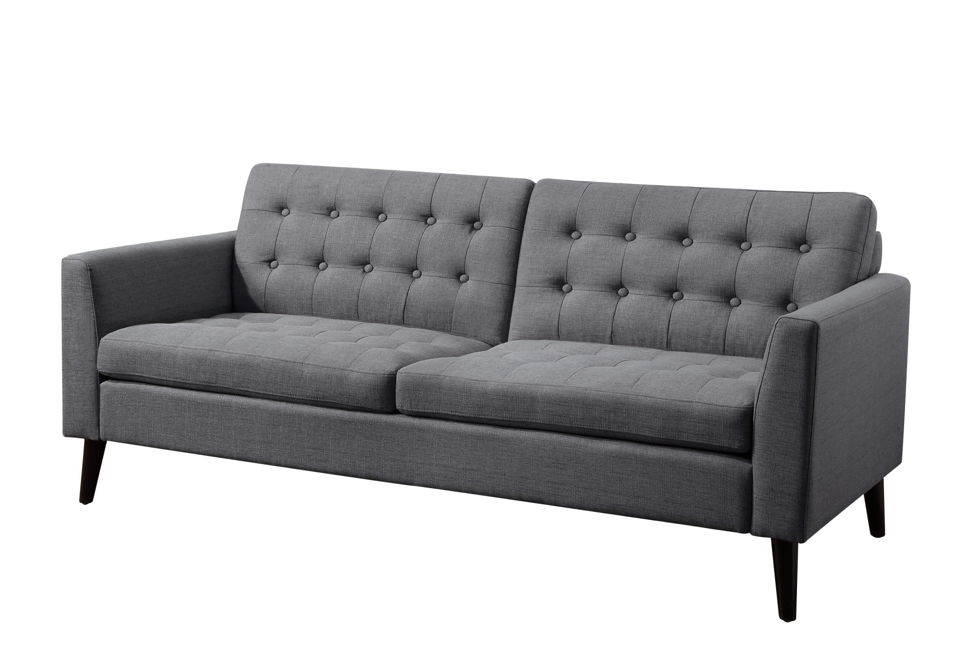 Gewnee Grey 68-Inch Linen Loveseat Sofa - 2-Seater Upholstered Couch with Solid Rubberwood Legs, 100% Linen Fabric & Button-Tufted Backrest for Living Room/Bedroom