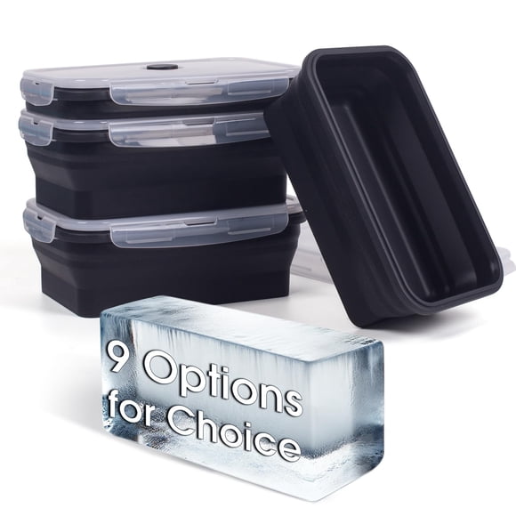 Molde para bloques de hielo Annaklin, extra grande, 1,2 L, 2,5 libras, paquete de 4 unidades, negro