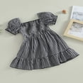thumbnail image 3 of Robe d'Été Décontractée pour Bébé Fille Manches Courtes Bouffantes Robe Trapèze à Carreaux, 3 of 8