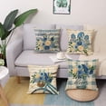thumbnail image 4 of 1PC Happy Spring Blue Flower Gnome Decorative Throw Pillow Cover 18 x 18 inch, Floral Buffalo Plaid Mason Jar Porch Outdoor Home Decor, Seasonal Farmhouse Couch Cushion Case, 4 of 7