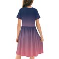 thumbnail image 5 of Kids Winter Dresses Girls Short Sleeve Dress Gradient Printed Casual a Line Skater Dresses T-Shirt Dress for School Kids Shirt Dress Purple 7Y, 5 of 7