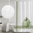 thumbnail image 5 of Fall Shower Curtain, Waterproof Shower Curtains for Bathroom, Sage Green Pumpkin Thanksgiving Stripe Leaf Washable Fabric Bathtub Curtain Set Bath Decor with 12 Hooks Long 72"x84", 5 of 8
