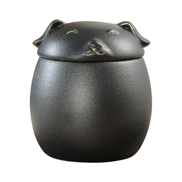 Recipiente para té con forma de perro, multiusos, para cocina, encimera, cocina, estilo rústico. Negro