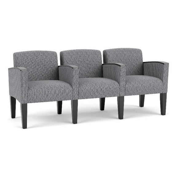 Belmont Lounge Reception Waiting 3 Seat Tandem Seating / Black Steel Legs / Gray