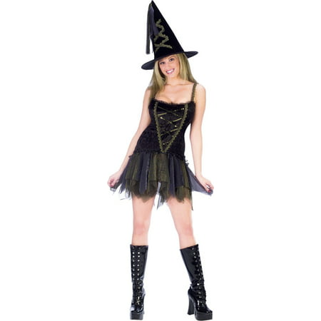 Morris Costumes Sexy Flirty Witch faux lace-up front mini dress with handkerchief skirt Sm/Md, Style FW120214SD