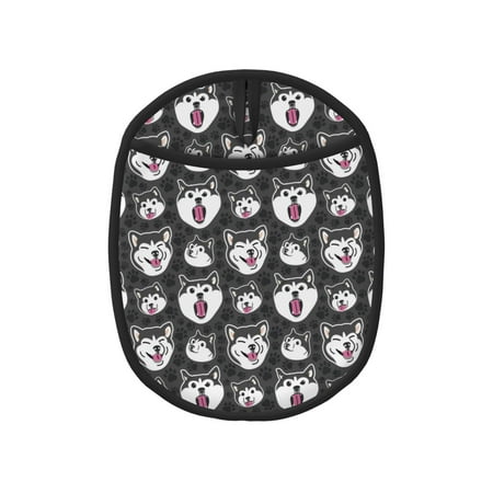 

Pofeuu Husky Print Silicone Pot Mat Mitten With Hanging Loop Heat Resistant Oven Mitts Non-Slip Bbq Baking Smoking Potholders