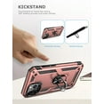 thumbnail image 3 of iPhone 13 Pro Max Case, Military Armor 360°Unbreakable Swivel Ring Kickstand [Work with Magnetic Car Mount] Slim Shockproof Durable Cover Holster Compatible Apple iPhone 13 Pro Max Cover - Rose Gold, 3 of 5