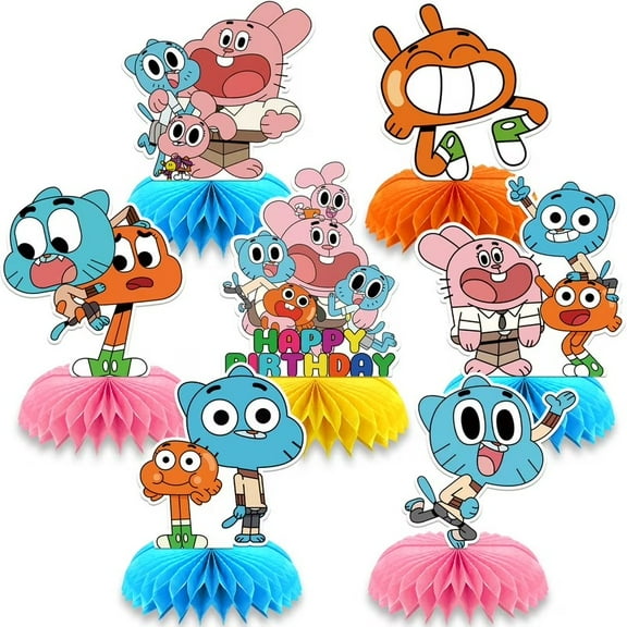 The Amazing World of Gumball Honeycomb Centerpieces 7pcs Birthday Party Decoration 3D Double Sided Table Decorations Party Supplies