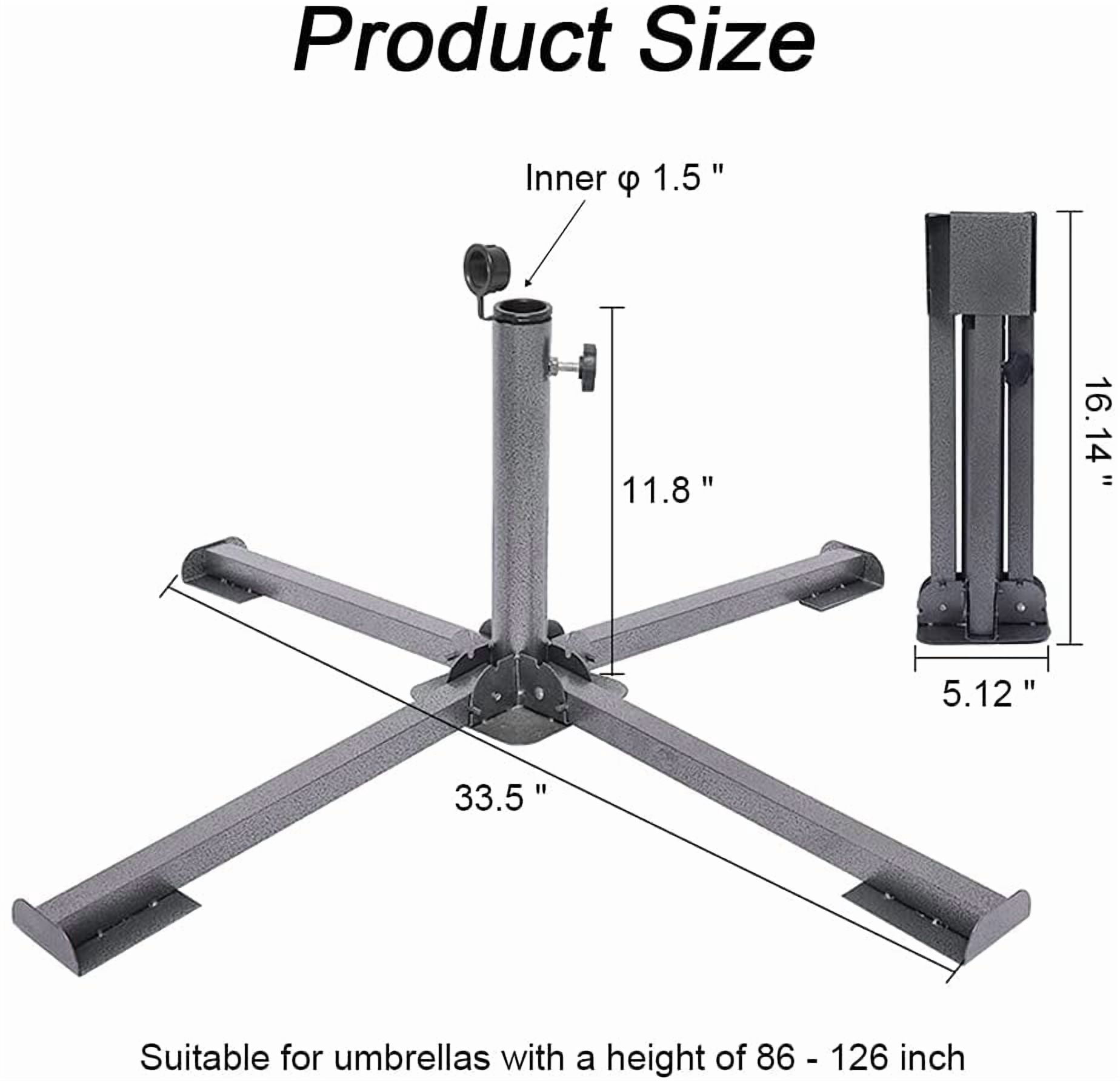 Patio Umbrella Base Holder, Foldable Sun Shade Anchor, Portable Beach Umbrella Stand, Adjustable Heavy Duty Iron Base, Outdoor Parasol Support