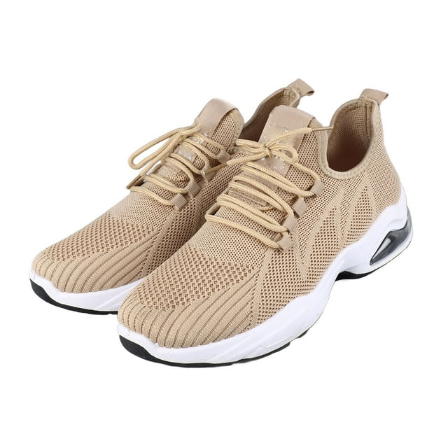 Zapatillas de correr Nikou para hombre de malla transpirable color caqui Tamaño 42