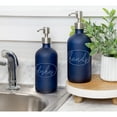 thumbnail image 3 of Cornucopia Brands 16oz Glass Pump Bottles (Set of 2, Blue w/ Silver); Soap Dispenser Pump Bottles w/ Brushed Metal Pump Tops, 3 of 9