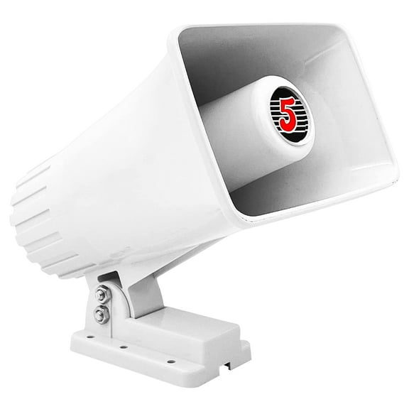 Indoor Outdoor PA Horn Speaker 6 x 4 Inch Loud Portable PA Speakers 8 Ohms 50 Watts Max Horn Siren Adjustable Mounting Bracket & Hardware Included White