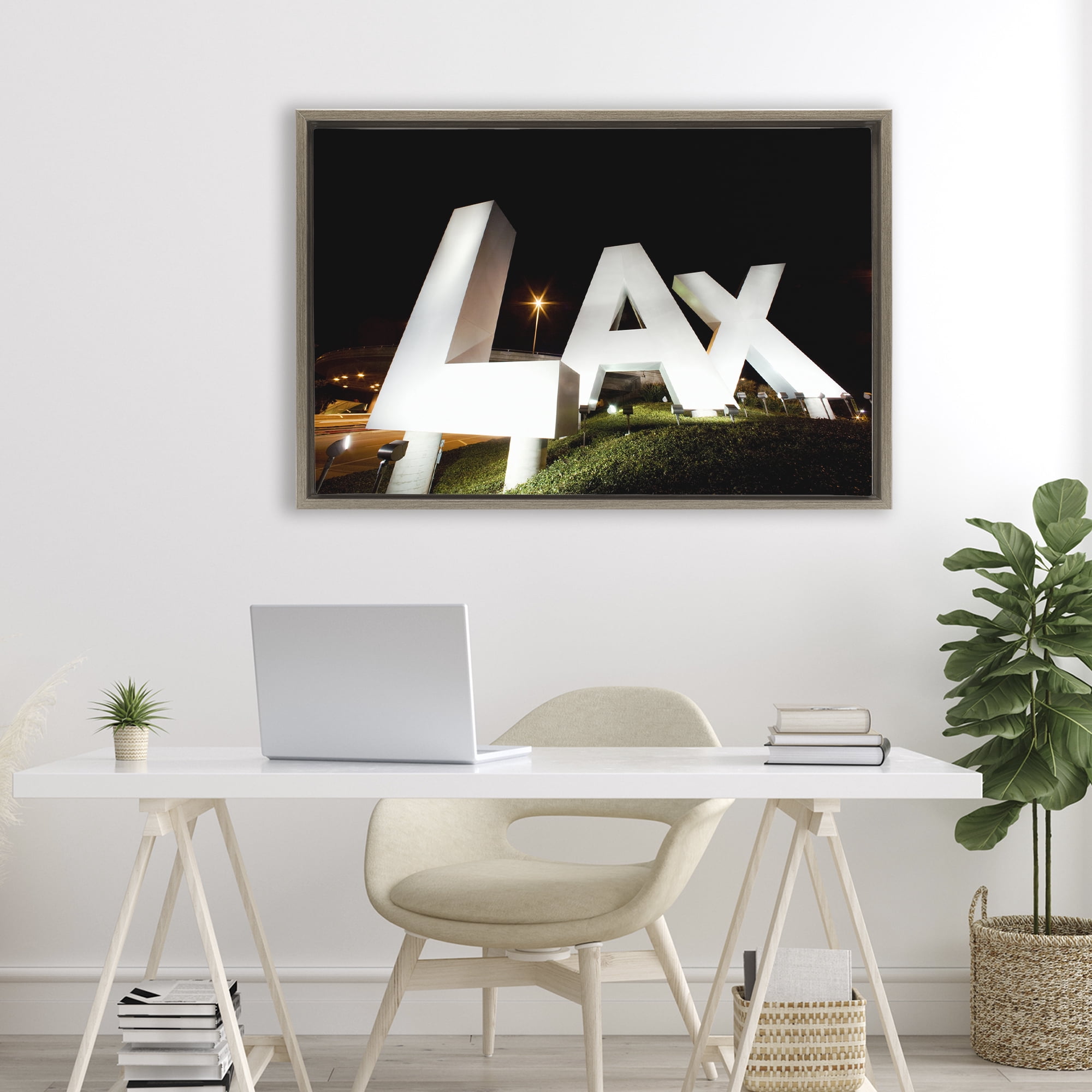 Stupell Industries LA Airport Structure Brown Framed Floater Canvas Wall Art, design by Scott Stulberg
