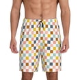 thumbnail image 1 of Balery Colorful Checkered 1 Pantalones cortos de pijama de punto de algodón para hombre con cinturilla y bolsillos-XX-Large, 1 of 6