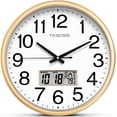 thumbnail image 1 of TIMESS 13" Reloj de Pared Digital con Marco Dorado, Calendario y Pantalla de Temperatura, Movimiento Silencioso, 1 of 7