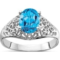 thumbnail image 1 of 14K White Gold 8X6mm Oval Blue Topaz Ring (Size 6) Made In United States y4697bt, 1 of 5