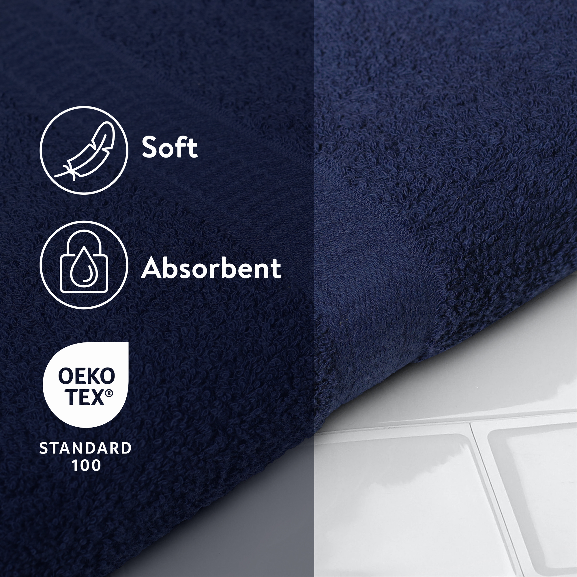 Mainstays 18-Piece 100% Cotton Towel Set, Navy photo 2