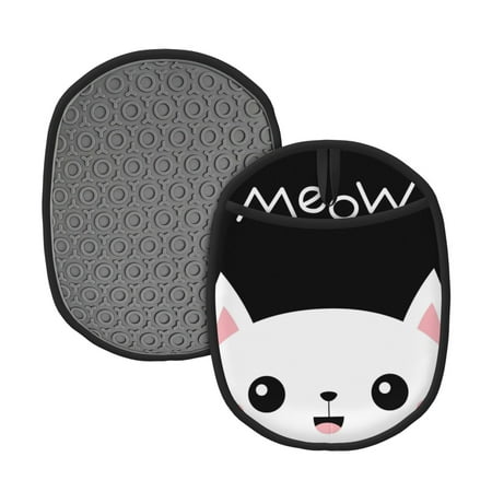 

Lukts Cat Meow Print Silicone Pot Mat Mitten With Hanging Loop Heat Resistant Oven Mitts Non-Slip Bbq Baking Smoking Potholders