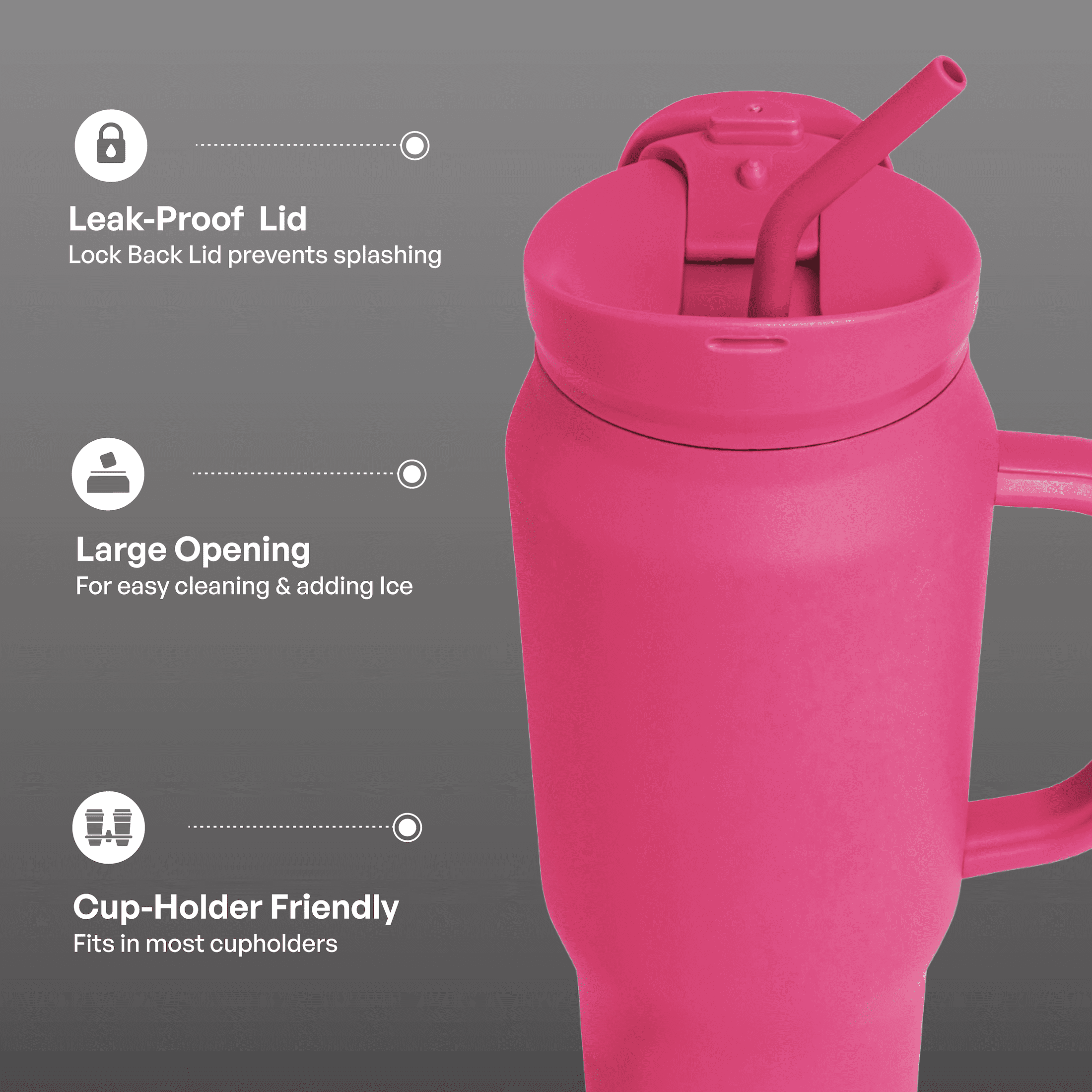 TAL 30oz Stainless Steel Basin Mug with Silicone Straw, Pink