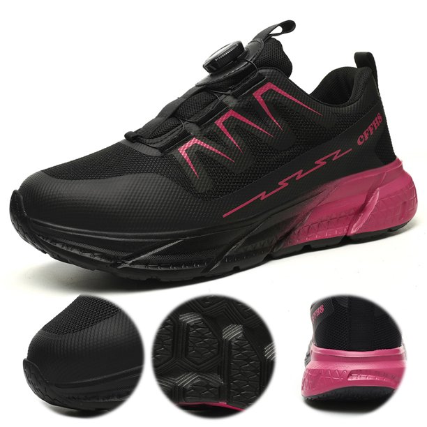 Zapatos Seguridad Trabajan Punta Acero Livianas para Mujeres (39) Rojo