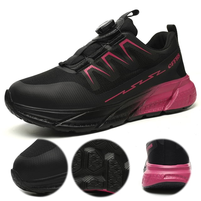 Zapatos Seguridad Trabajan Punta Acero Livianas para Mujeres (37) Rojo