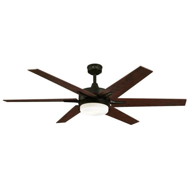 60" Oil Rubbed Bronze Finish Reversible Blades (Applewood/Cherry) Includes Light Kit with Opal Frosted Glass