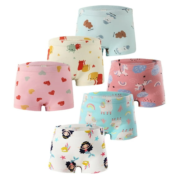 Esaierr Kids Baby Cartoon Boxer Briefs Underwear for Baby Girls,2-12Y Skin-Friendly Soft Shorts Toddler Panties 3 Pack Briefs Four Corners Shorts