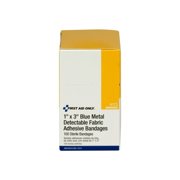 First Aid Only - Detectable bandage - 0.98 in x 2.99 in - sterile - blue (pack of 100)