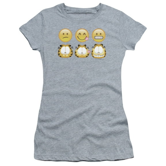 Garfield - Emojis - Juniors Teen Girls Cap Sleeve Shirt - Small