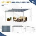 thumbnail image 6 of MEISSALIVVE 10' x 14' Hardtop Wall Mounted Gazebo Pergola, Lean-to Metal Awning with Sloped Roof, Outdoor Shelter for Patio, Deck, Backyard, White, 6 of 10