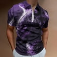 thumbnail image 2 of Purple Wolf Men Zipper T-shirt Summer Casual Short Sleeve T-shirt Top, 2 of 7