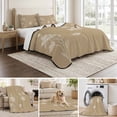 thumbnail image 6 of King Quilt Set 96''x106'', Beige White Floral Lightweight Summer Bedspread Coverlet Set with 2 Pillow Shams, Abstract Art Summer Botanical Breathable All Season Quilt Bedding for Bedroom/Guest Room, 6 of 9