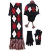 Faded Glory - Argyle Beanie, Gloves and Scarf Set