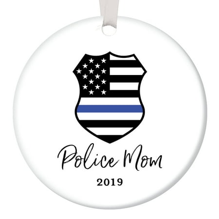 Police Mom Christmas Ornament 2019 Tree Decoration Porcelain Keepsake Present Female Officer Mother Mommy Mama from Children Son Daughter 3