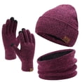 thumbnail image 1 of FYEGRE Ensemble Bonnet Foulard et Gants d'Hiver pour Femmes avec Écran Tactile Rouge Taille Unique, 1 of 3