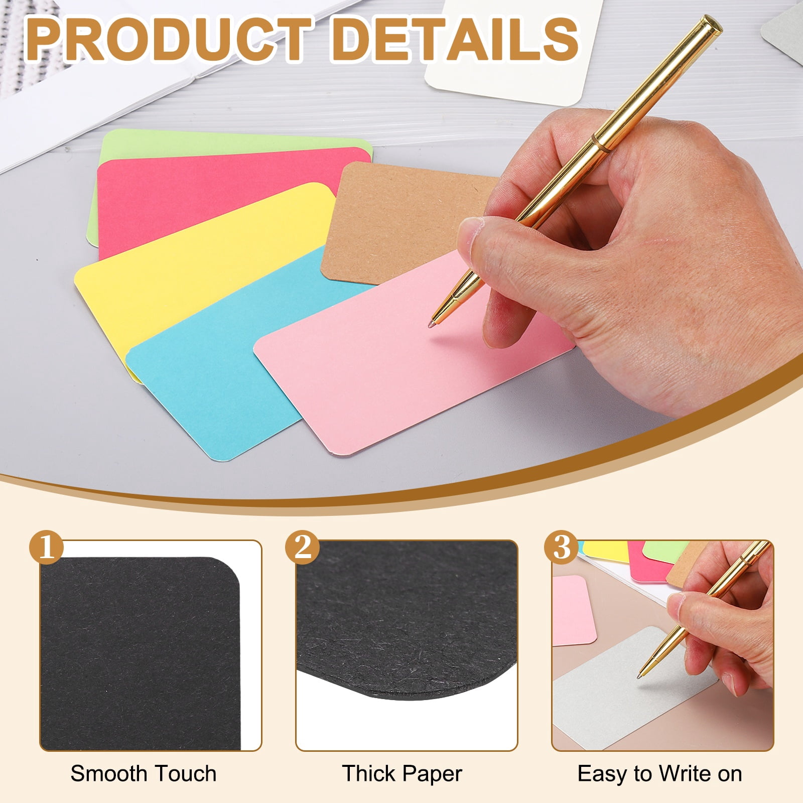 Uxcell 200 Sheets Small Blank Cards, 2.1"x 3.5" Double Sided Thick Cardstock 350gsm Cardstock Rounded Corner Index Card for DIY Thank You Greeting Gift Tags Paper Crafts, Black