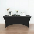 thumbnail image 6 of Balsa Circle 8 Feet Black Fitted Spandex Tablecloth Open Back Rectangle Table Cover Event, 6 of 8
