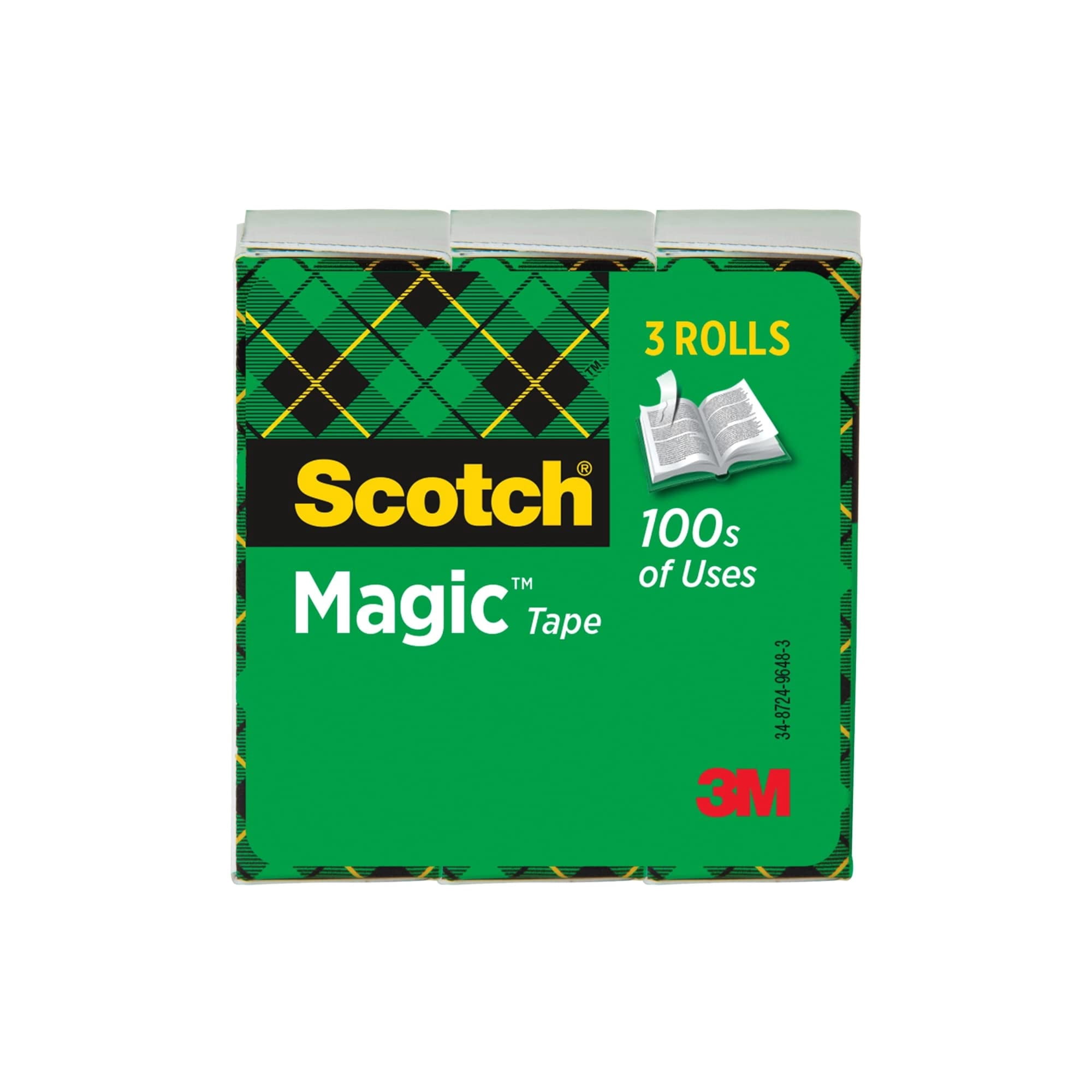 Scotch Magic Tape 1" x 2592" 3" Core 3/Pack, Clear