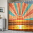 thumbnail image 4 of Shower Curtain for Bathroom Ocean Beach Sunset Teal Orange Stripes Waterproof Bath Curtains Shower Curtains with Hooks,Summer Sea Waves Bathroom Curtain Privacy Drapes for Bathtubs Toilet 36x72in, 4 of 9
