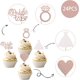 thumbnail image 3 of 24 piezas de decoración para magdalenas de novia con anillo de corazón, vestido de novia, ducha, para magdalenas, boda, compromiso, despedida de soltera, suministros para decoración de pasteles, 3 of 4