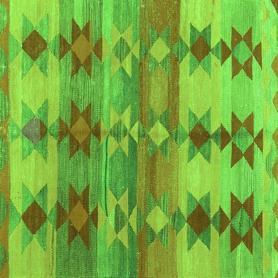 Ahgly Company Indoor Square Southwestern Green Country Area Rugs, 4' Square