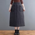 thumbnail image 4 of Moda invierno mujeres abajo s una línea de abajo con bolsillos tobillo de cinturo casual maxi negro más tamaño grueso a , De rayas, M A rayas Yinane Falda de mujer, 4 of 8