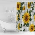 thumbnail image 4 of Farmhouse Sunflowers Shower Curtains for Bathroom Waterproof Fabric Bath Curtains Decor Bath Tub Curtain Botanical Floral Wooden Grain Decorative Shower Curtain Sets with 12 Hooks, 72x72 Inch, 4 of 6