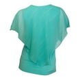 thumbnail image 2 of eVogues Plus Size Layered Poncho Top with Pearl Pendant Teal Glitter Stripe 18223, 2 of 5