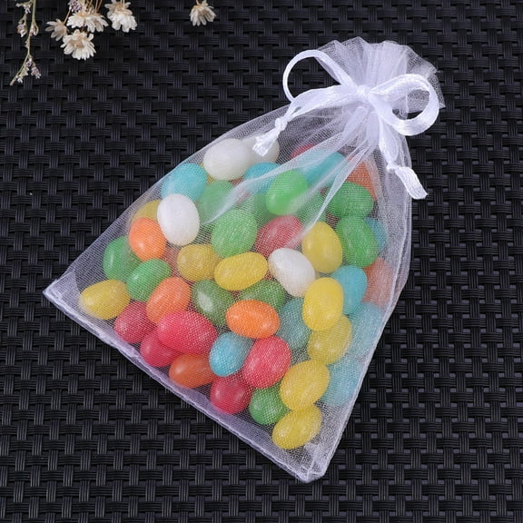 LEORX Mesh Bags for Jewelry and Small Pouches 50 Pcs White