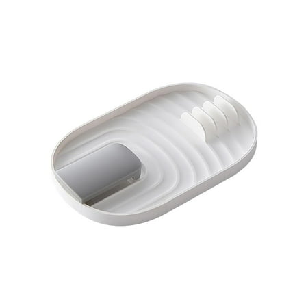 

Pot Lid Holder Multi-Purposes Spoon Rest Kitchen Pot and Lid Storage Shelf Easy Clean Cooking Lid Organizer Space Saving Plastic Pan Rack