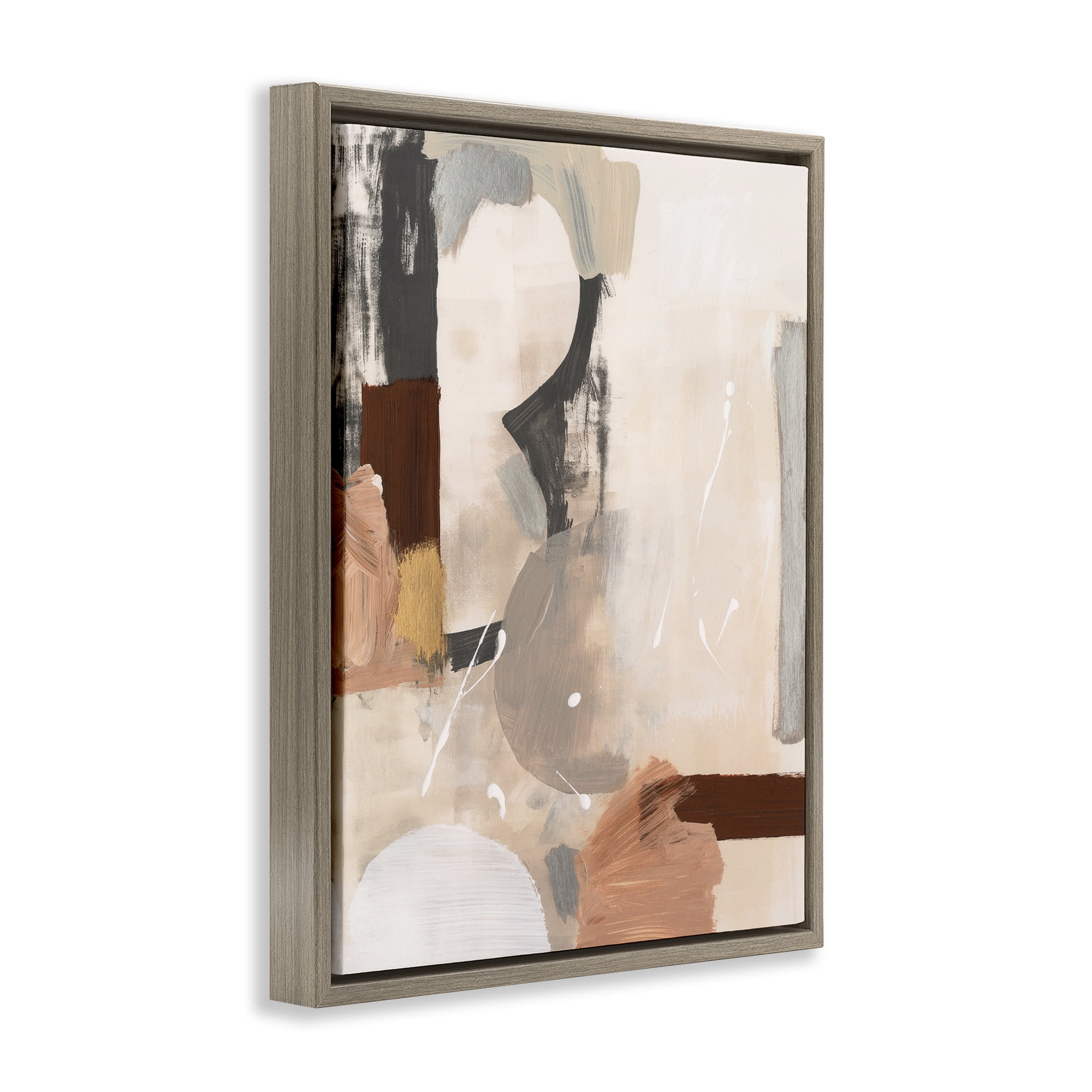 Stupell Industries Expressive Rustic Abstract Abstract Painting Brown Floater Framed Canvas Art Print Wall Art, 25 x 31