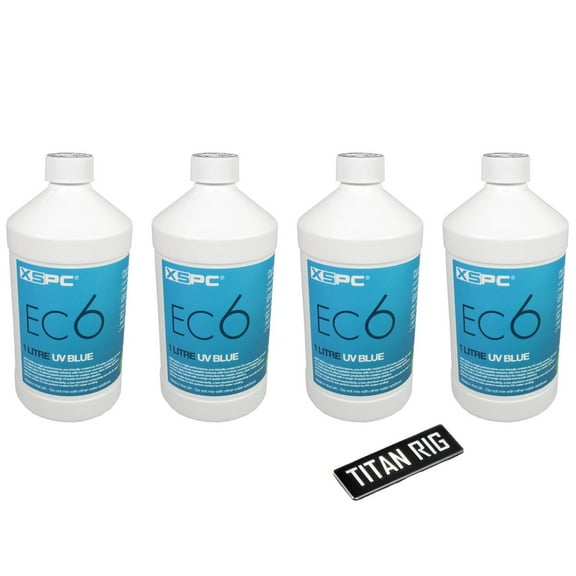 XSPC EC6 High Performance Premix PC Coolant, Translucent, 1000 mL, Blue UV, 4-pack