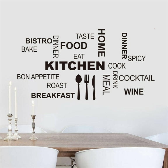 Words Wall Stickers Quotes Lettering Vinyl Window Decals Tableware Art Mural Kitchen Restaurant Dining Room Interior Decor 42x80cm
